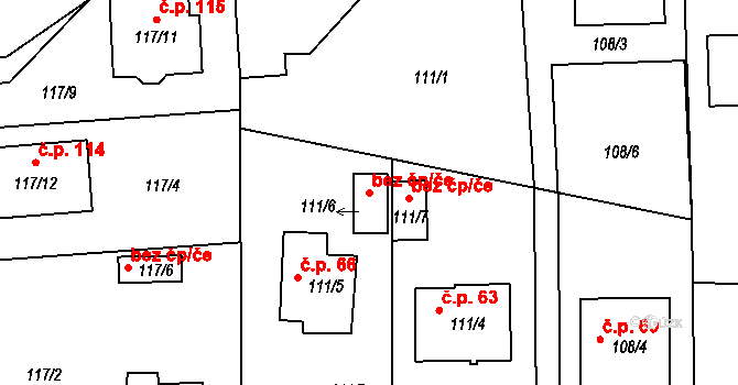 Dasný 46933441 na parcele st. 111/6 v KÚ Dasný, Katastrální mapa