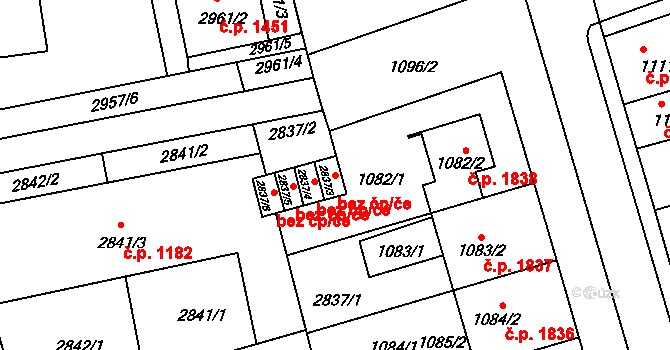 Holešov 47607441 na parcele st. 2837/3 v KÚ Holešov, Katastrální mapa
