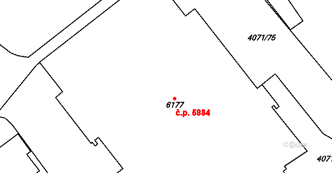 Chomutov 5884 na parcele st. 6177 v KÚ Chomutov I, Katastrální mapa
