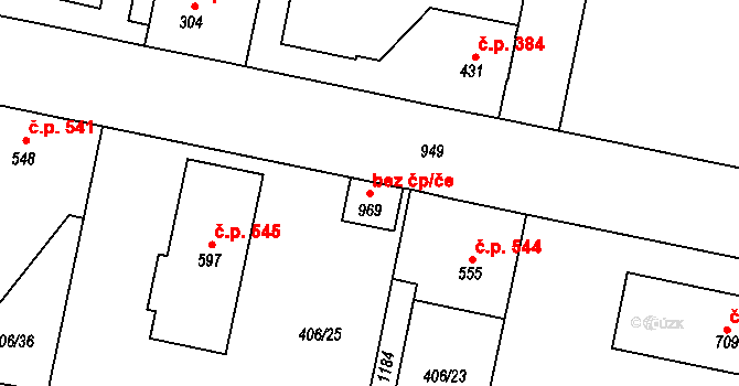 Velký Osek 49218441 na parcele st. 969 v KÚ Velký Osek, Katastrální mapa