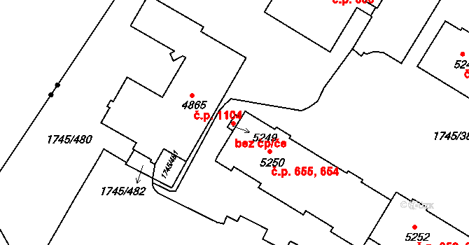 Třebíč 49305441 na parcele st. 5249 v KÚ Třebíč, Katastrální mapa