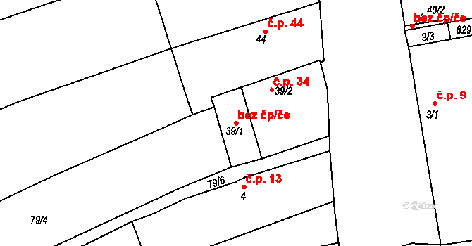 Neratovice 49499441 na parcele st. 39/1 v KÚ Mlékojedy u Neratovic, Katastrální mapa