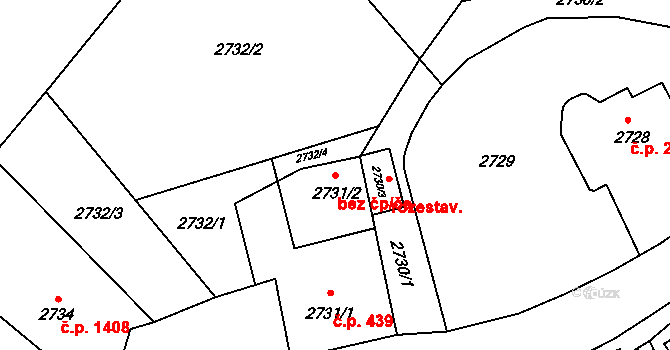 Rumburk 1 1658, Rumburk na parcele st. 2731/2 v KÚ Rumburk, Katastrální mapa