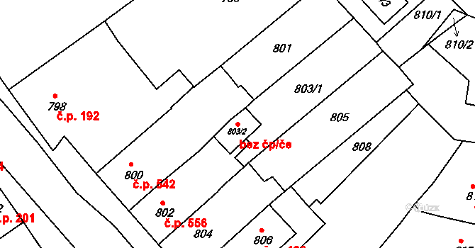 Bučovice 50071441 na parcele st. 803/2 v KÚ Bučovice, Katastrální mapa