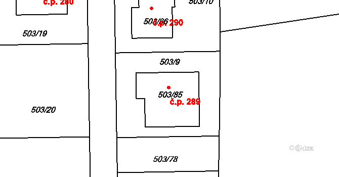 Chlum 289, Křemže na parcele st. 503/85 v KÚ Chlum u Křemže, Katastrální mapa