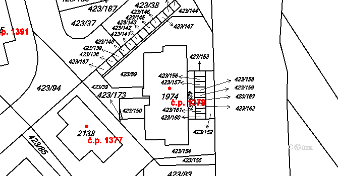 Hluboká nad Vltavou 1378 na parcele st. 1974 v KÚ Hluboká nad Vltavou, Katastrální mapa