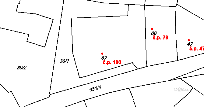 Smrkovice 100, Písek na parcele st. 87 v KÚ Smrkovice, Katastrální mapa