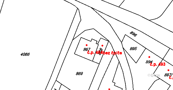 Nový Malín 464 na parcele st. 867 v KÚ Nový Malín, Katastrální mapa