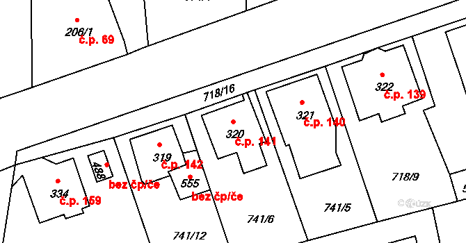Dolní Kamenice 141, Česká Kamenice na parcele st. 320 v KÚ Dolní Kamenice, Katastrální mapa