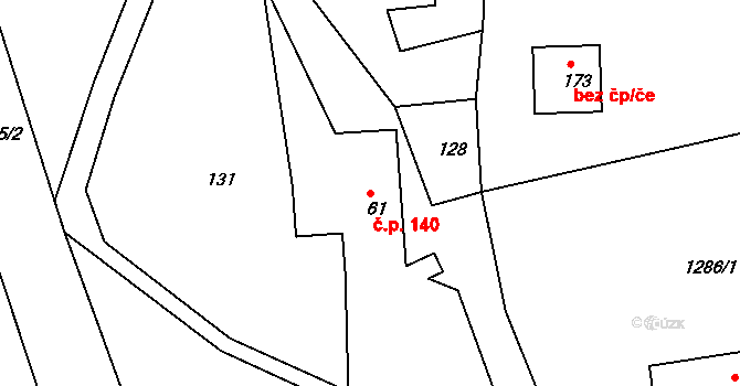 Rožmitál 140, Broumov na parcele st. 61 v KÚ Rožmitál, Katastrální mapa