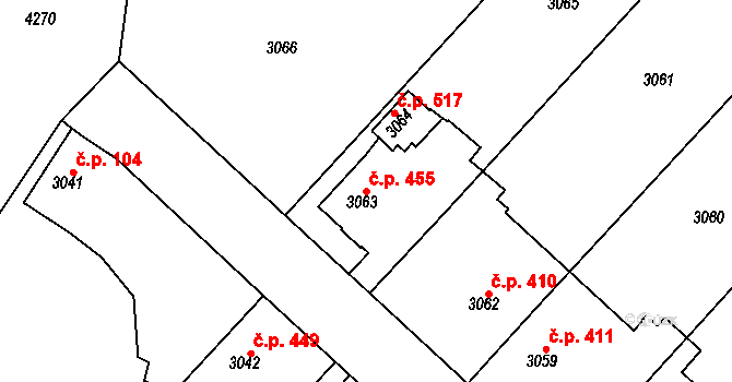 Pražské Předměstí 455, Jaroměř na parcele st. 3063 v KÚ Jaroměř, Katastrální mapa