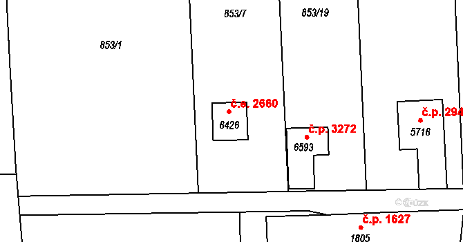 Žatec 2660 na parcele st. 6426 v KÚ Žatec, Katastrální mapa