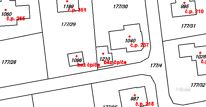Svojetice 80383441 na parcele st. 1210 v KÚ Svojetice, Katastrální mapa