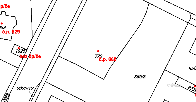 Blatná 660 na parcele st. 770/1 v KÚ Blatná, Katastrální mapa