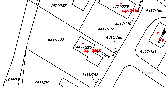 Zábřeh 2447 na parcele st. 4411/220 v KÚ Zábřeh na Moravě, Katastrální mapa