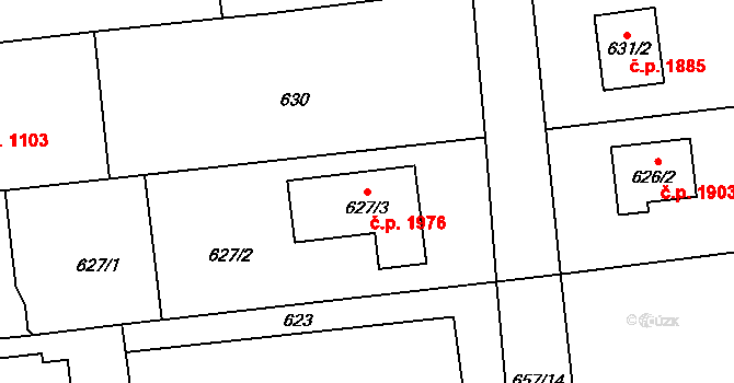 Šenov 1976 na parcele st. 627/3 v KÚ Šenov u Ostravy, Katastrální mapa