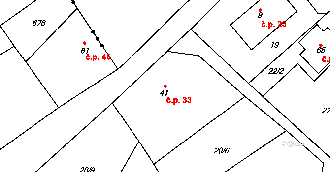 Spytice 33, Vilémov na parcele st. 41 v KÚ Spytice, Katastrální mapa