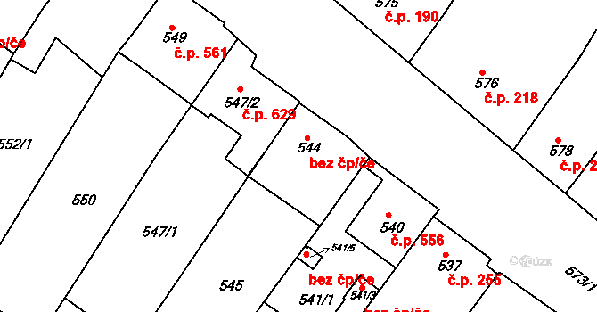 Hrušky 544 na parcele st. 544 v KÚ Hrušky, Katastrální mapa