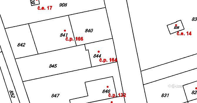 Přerov VII-Čekyně 164, Přerov na parcele st. 844 v KÚ Čekyně, Katastrální mapa