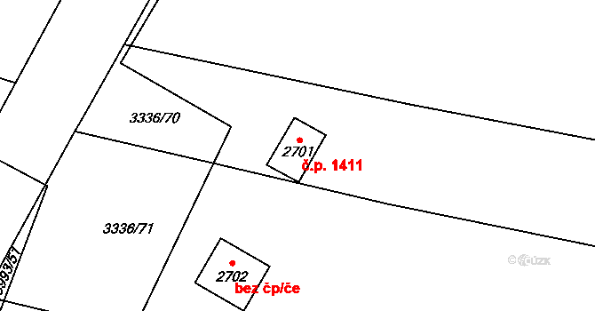 Lipník nad Bečvou I-Město 1411, Lipník nad Bečvou na parcele st. 2701 v KÚ Lipník nad Bečvou, Katastrální mapa