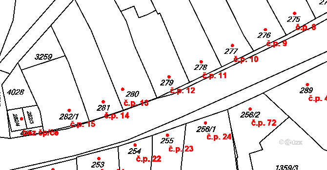 Tovačov II-Annín 12, Tovačov na parcele st. 279 v KÚ Tovačov, Katastrální mapa