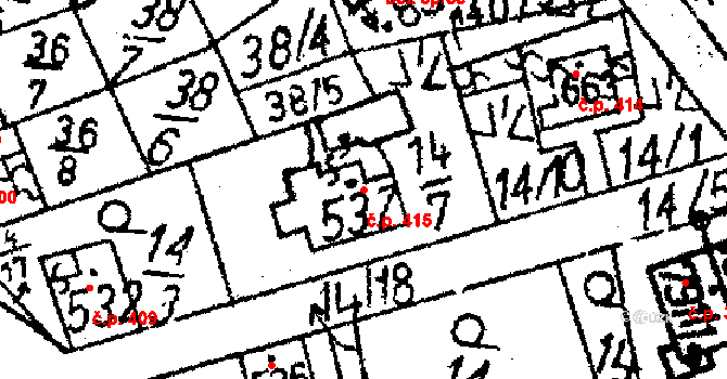 Jablonné v Podještědí 415 na parcele st. 537 v KÚ Jablonné v Podještědí, Katastrální mapa