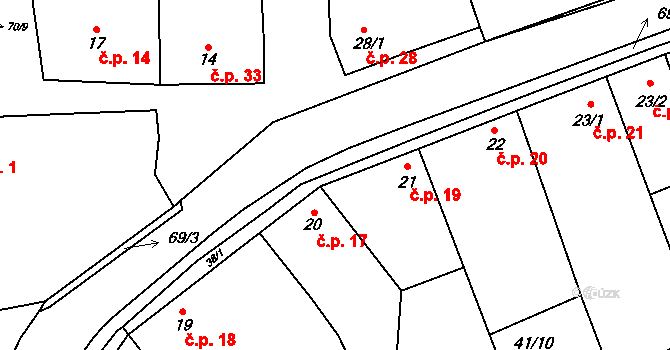 Osluchov 19, Žižice na parcele st. 21 v KÚ Osluchov, Katastrální mapa