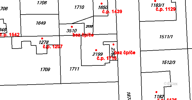 Brandýs nad Labem 1716, Brandýs nad Labem-Stará Boleslav na parcele st. 2199 v KÚ Brandýs nad Labem, Katastrální mapa