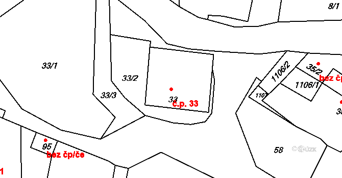 Sumrakov 33, Studená na parcele st. 33 v KÚ Sumrakov, Katastrální mapa