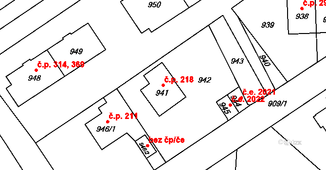 Mariánské Údolí 218, Hlubočky na parcele st. 941 v KÚ Hlubočky, Katastrální mapa