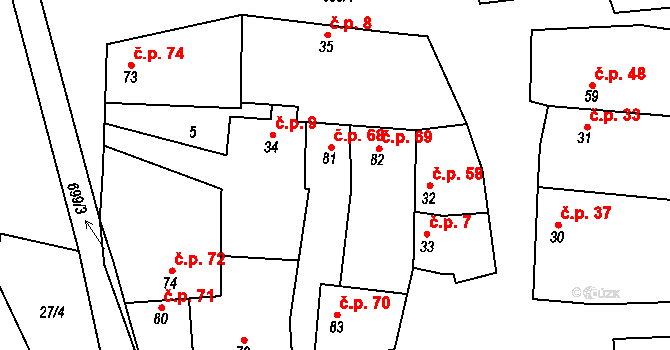 Poplze 68, Libochovice na parcele st. 81 v KÚ Poplze, Katastrální mapa