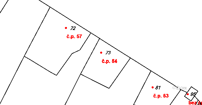 Krahulov 54 na parcele st. 73 v KÚ Krahulov, Katastrální mapa
