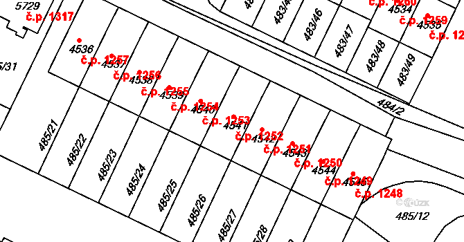 Horka-Domky 1252, Třebíč na parcele st. 4541 v KÚ Třebíč, Katastrální mapa
