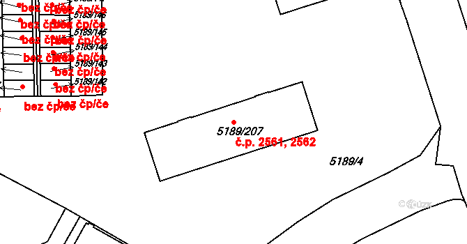 Frýdek 2561,2562, Frýdek-Místek na parcele st. 5189/207 v KÚ Frýdek, Katastrální mapa