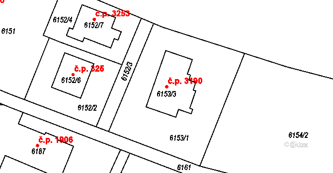 Frýdek 3190, Frýdek-Místek na parcele st. 6153/3 v KÚ Frýdek, Katastrální mapa