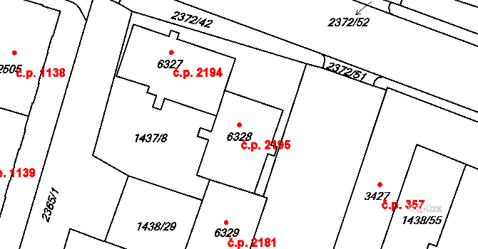 Cheb 2195 na parcele st. 6328 v KÚ Cheb, Katastrální mapa
