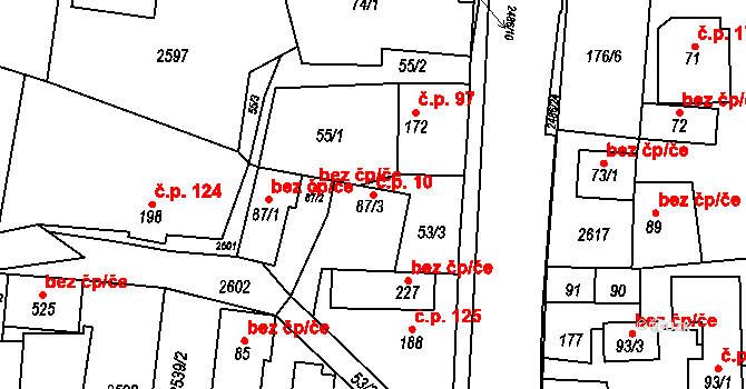 Leskovec 10 na parcele st. 87/3 v KÚ Leskovec, Katastrální mapa