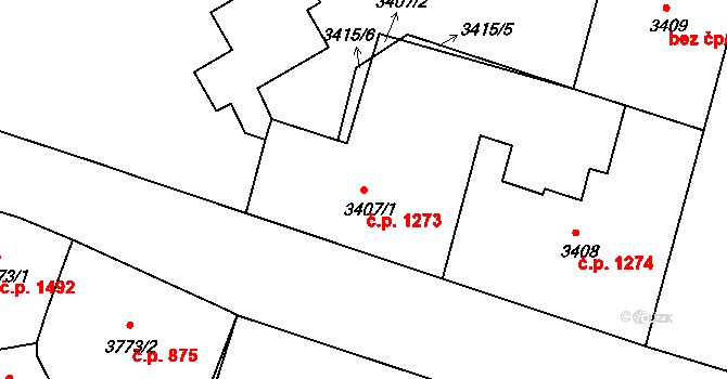 České Budějovice 3 1273, České Budějovice na parcele st. 3407/1 v KÚ České Budějovice 3, Katastrální mapa