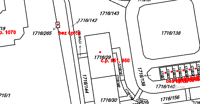 Liberec VI-Rochlice 950,951, Liberec na parcele st. 1716/29 v KÚ Rochlice u Liberce, Katastrální mapa