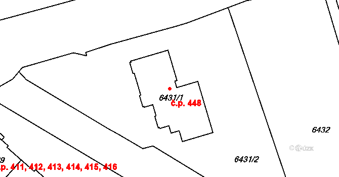 Liberec V-Kristiánov 448, Liberec na parcele st. 6431/1 v KÚ Liberec, Katastrální mapa