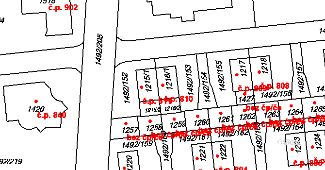 Lány 810, Svitavy na parcele st. 1216/1 v KÚ Čtyřicet Lánů, Katastrální mapa