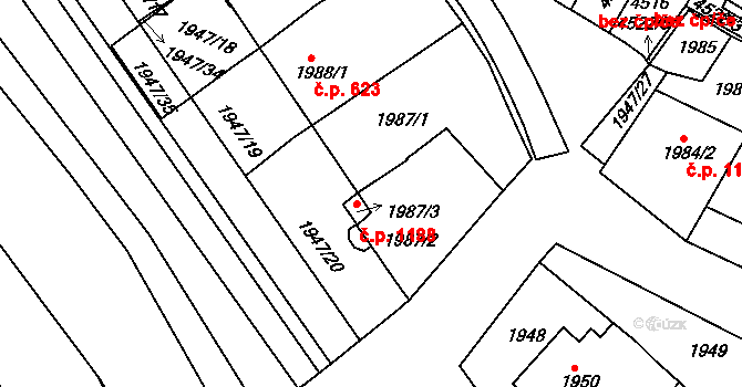 Mutěnice 1188 na parcele st. 1987/2 v KÚ Mutěnice, Katastrální mapa