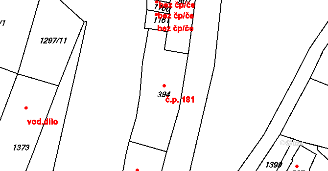 Benešov nad Ploučnicí 181 na parcele st. 394 v KÚ Benešov nad Ploučnicí, Katastrální mapa