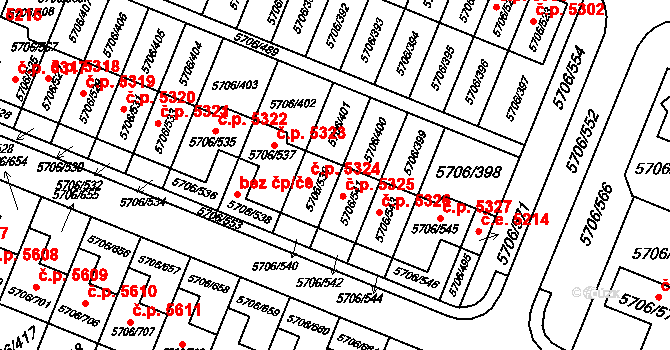 Jihlava 5324 na parcele st. 5706/539 v KÚ Jihlava, Katastrální mapa