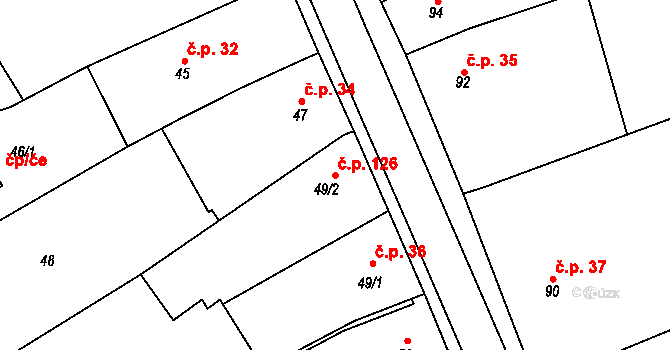 Sedlešovice 126, Nový Šaldorf-Sedlešovice na parcele st. 49/2 v KÚ Sedlešovice, Katastrální mapa