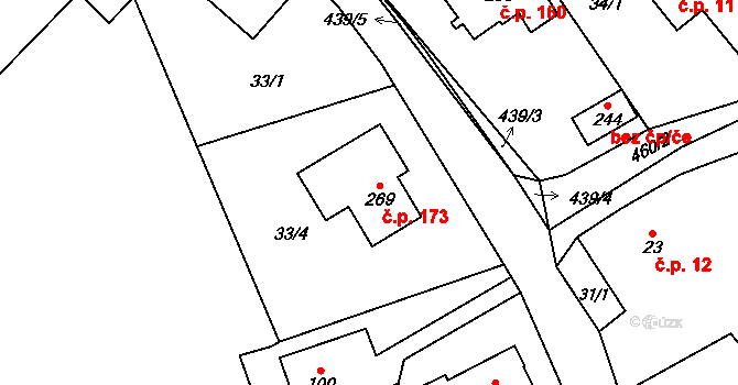 Malý Rohozec 173, Turnov na parcele st. 269 v KÚ Malý Rohozec, Katastrální mapa