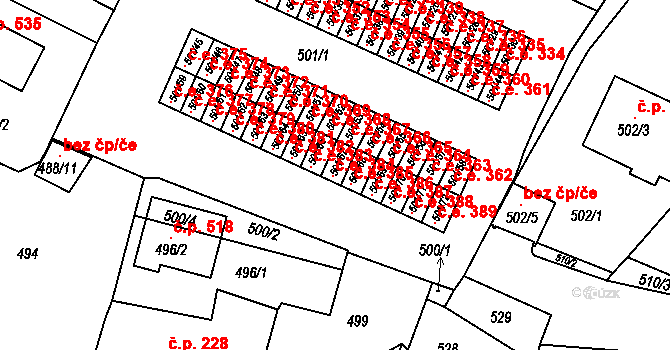 Bystřice nad Pernštejnem 384 na parcele st. 501/67 v KÚ Bystřice nad Pernštejnem, Katastrální mapa