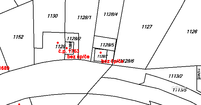 Chomutov 39084442 na parcele st. 1128/7 v KÚ Chomutov II, Katastrální mapa