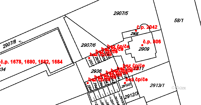 Brno 39472442 na parcele st. 2939 v KÚ Černá Pole, Katastrální mapa
