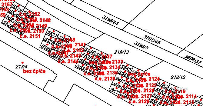Řečkovice 2133, Brno na parcele st. 5538 v KÚ Řečkovice, Katastrální mapa
